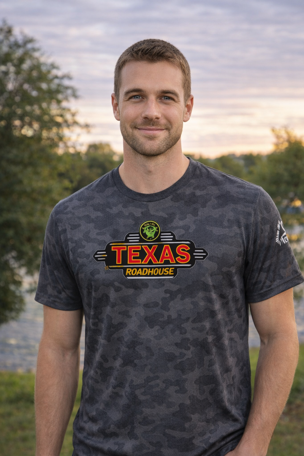 Texas Roadhouse SportTek CamoHex Tee