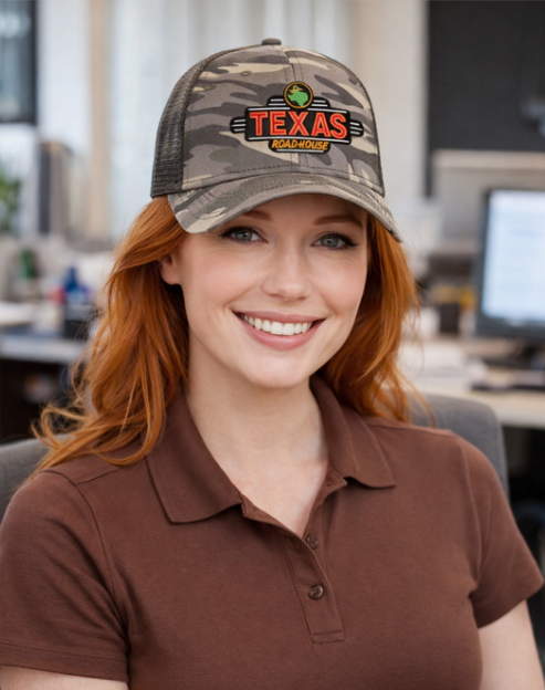 Texas Roadhouse OTTO Camouflage 6 Panel Low Pro Mesh Back Trucker Hat