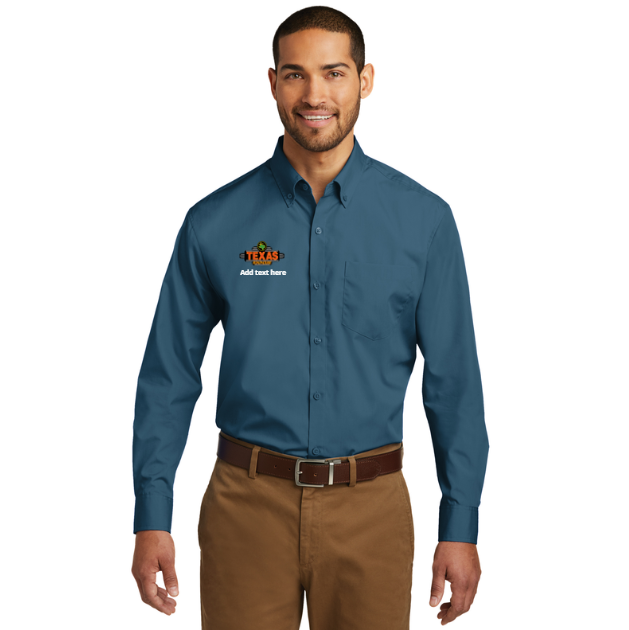 Texas Roadhouse Men's Port Authority Long Sleeve Carefree Poplin Shirt