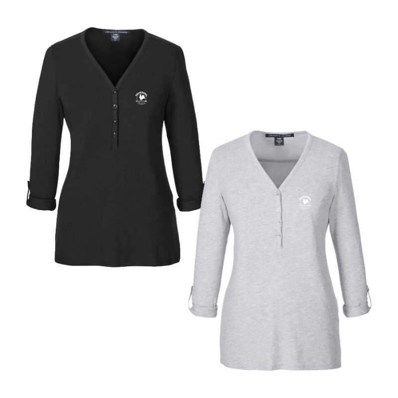 Perfect Fit Y-Placket Convertible Sleeve Knit Top