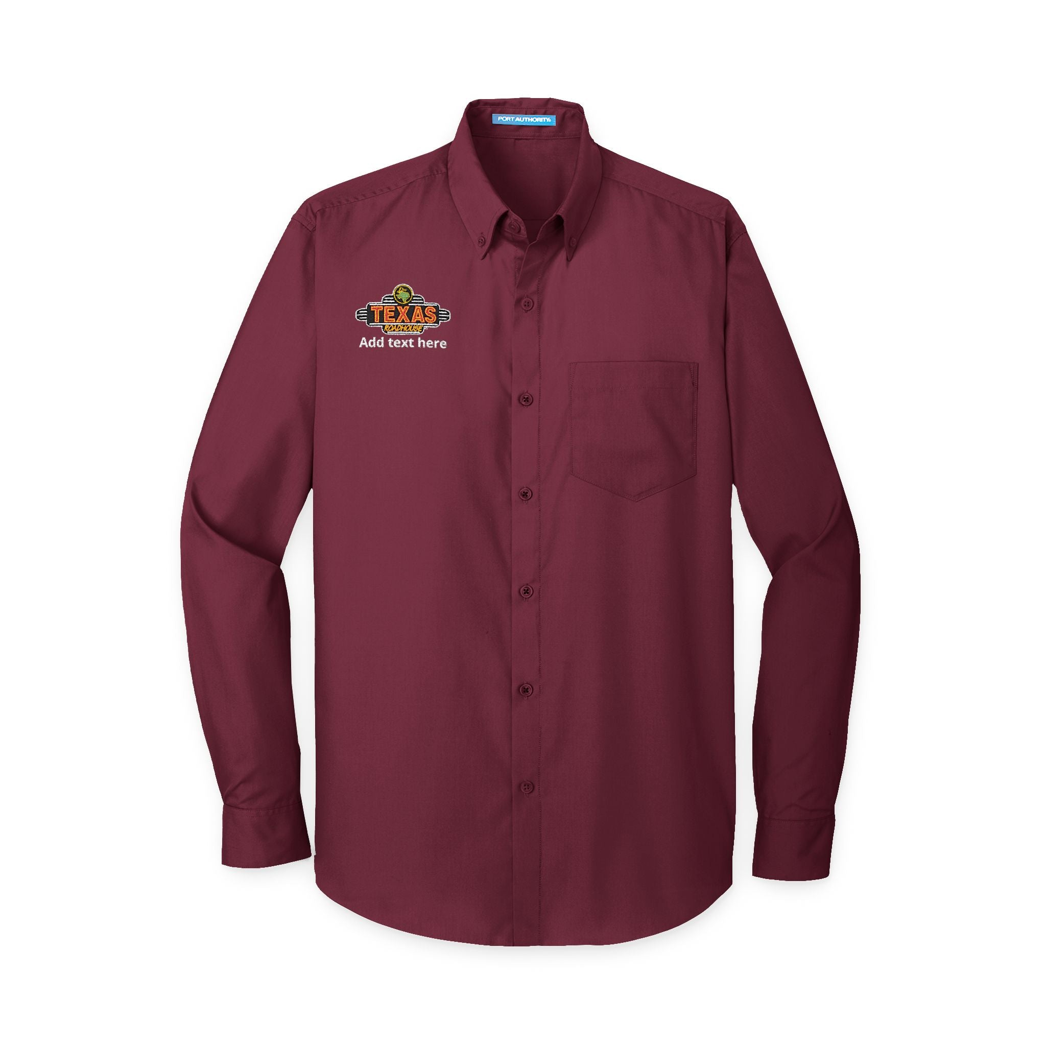 Texas Roadhouse Men's Port Authority Long Sleeve Carefree Poplin Shirt